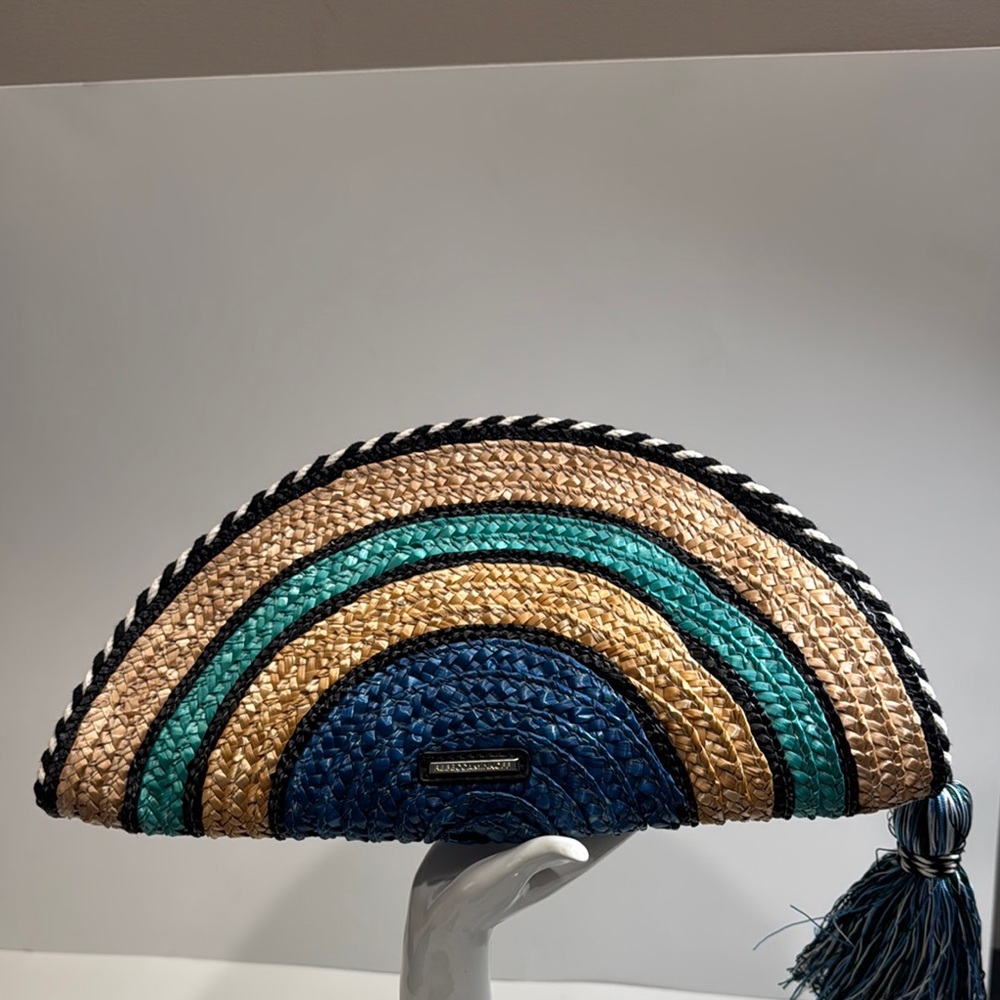 Rebecca Minkoff Multicolor Straw Taco Clutch with Tassel- NWOT